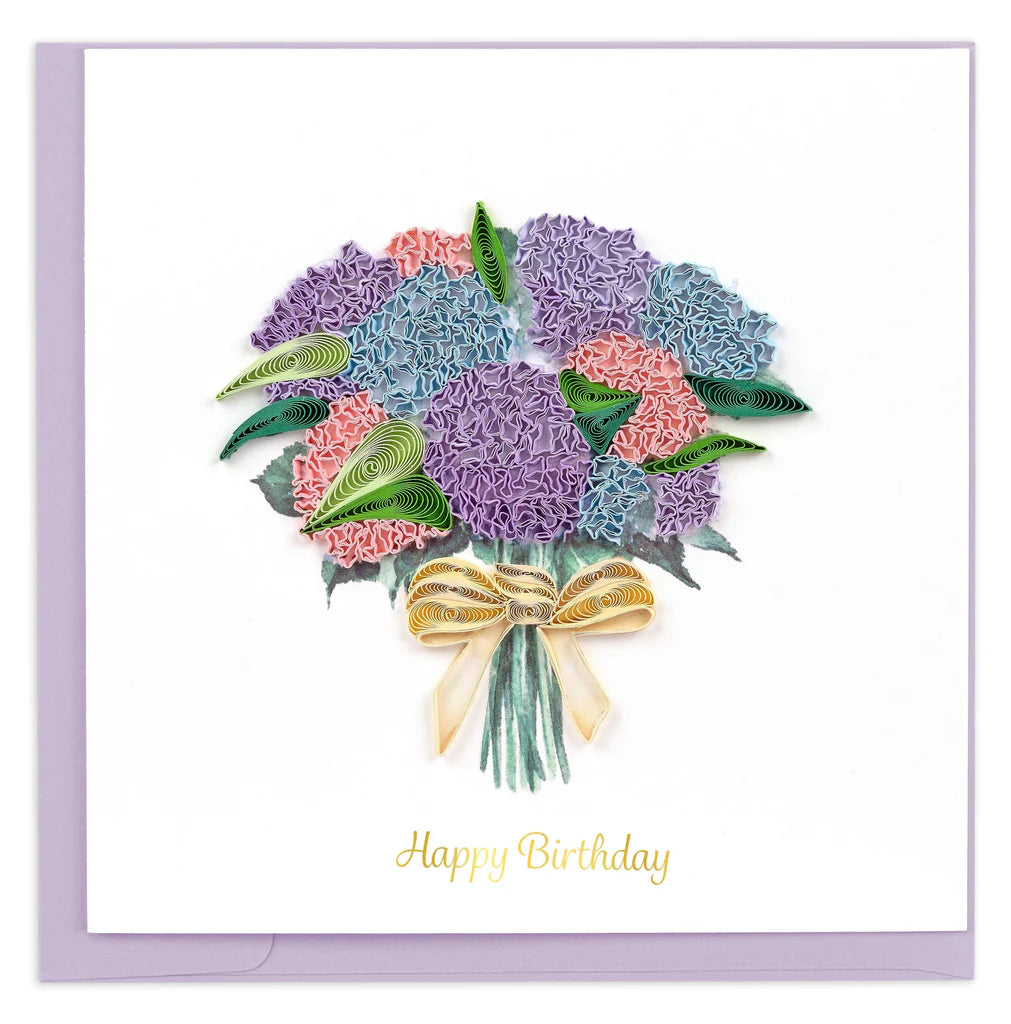 Quilling Card Hydrangea Bouquet- Happy Birthday