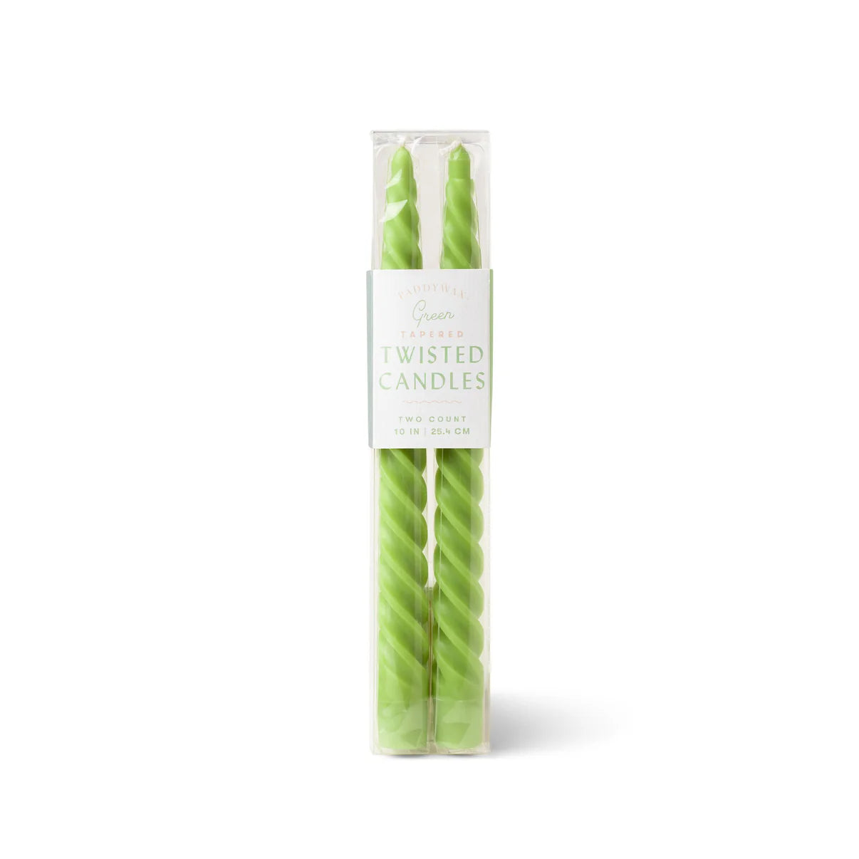 Green Twisted Taper Candles, Set of 2