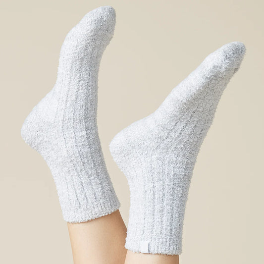 Grey Heather Marshmallow Crew Socks