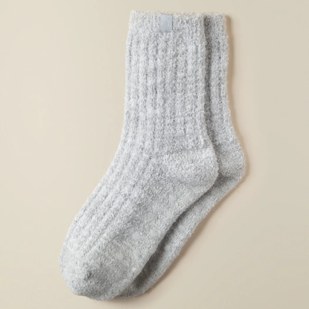 Grey Heather Marshmallow Crew Socks