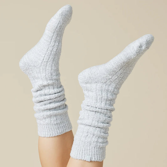 Heather Grey Slouchy Marshmallow Crew Socks