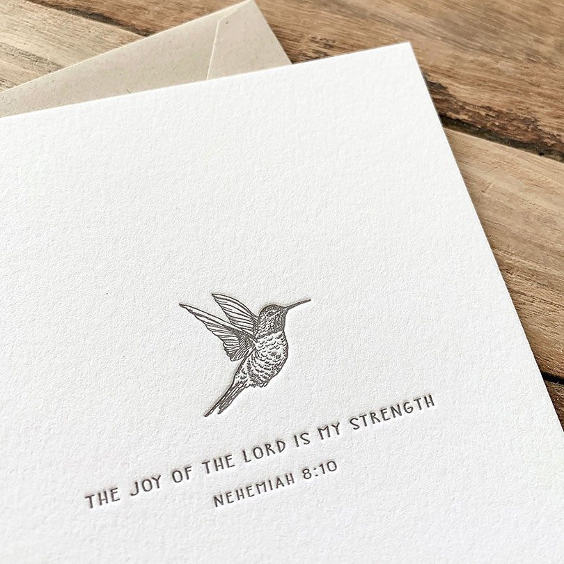 Hummingbird Letterpress Flat Note Card, Twelve Stone Art