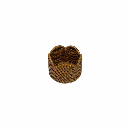 Rattan Scalloped Wine Coaster in Natural
