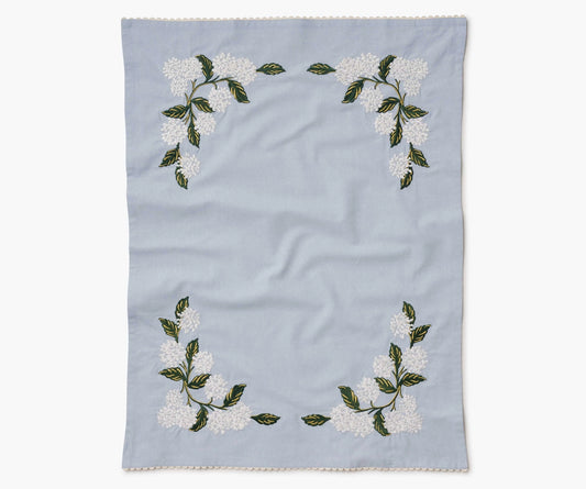 Rifle Paper Co. Hydrangea Embroidered Tea Towel