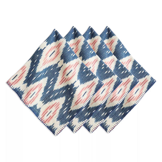 Juliska Ikat Napkins in Blue & Pink (Set of 4)