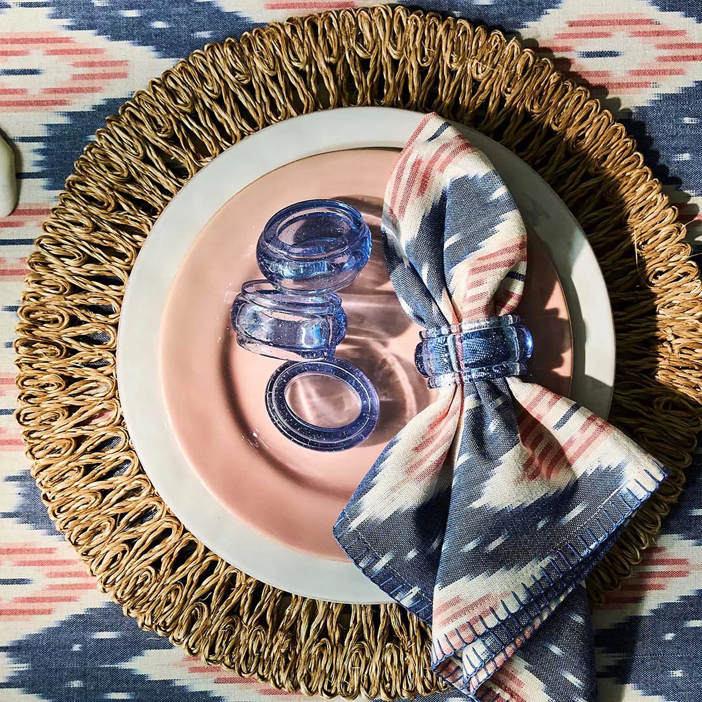 Juliska Ikat Napkins in Blue & Pink (Set of 4)