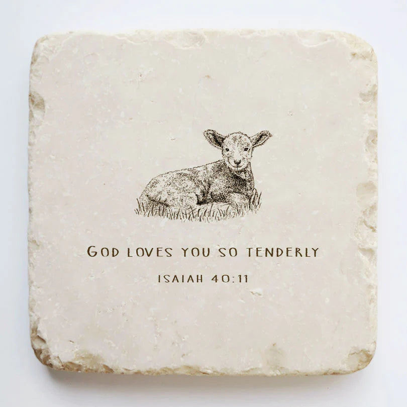 Isaiah 40:11 (Lamb) Scripture Stone, Twelve Stone Art