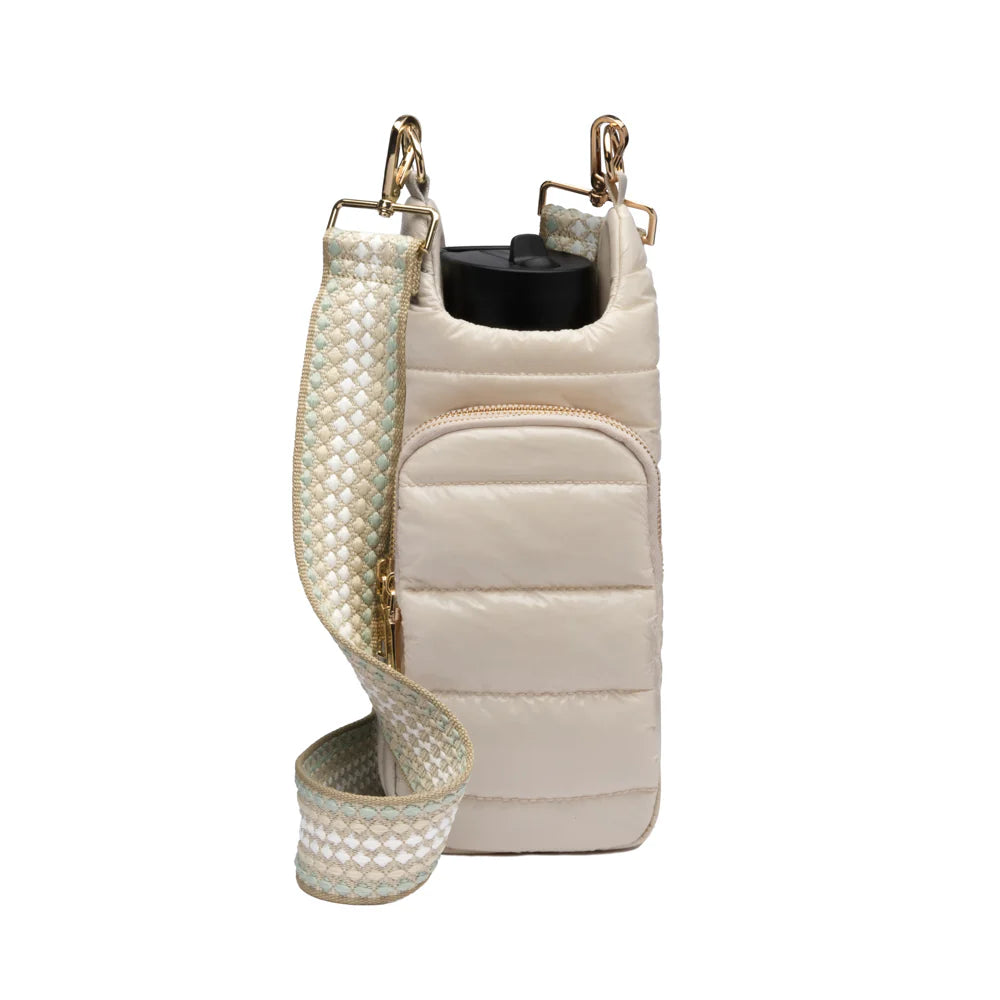 Ivory Glossy HydroBag with Seafoam Patterned Strap