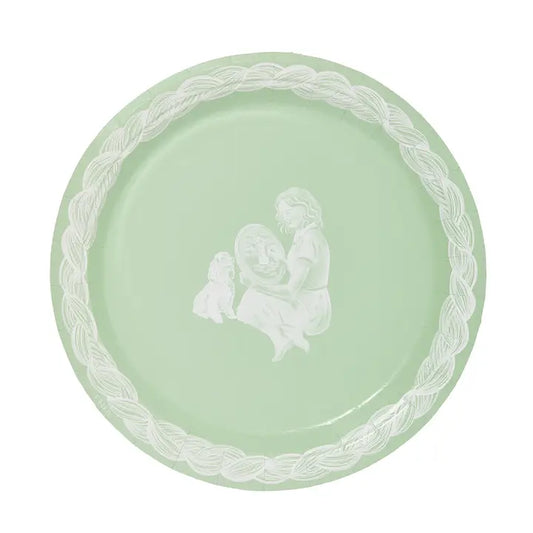 Green Needlepoint  Dessert Plates