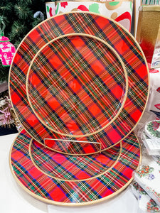 Set of 4 Royal Tartan Chargers 14"