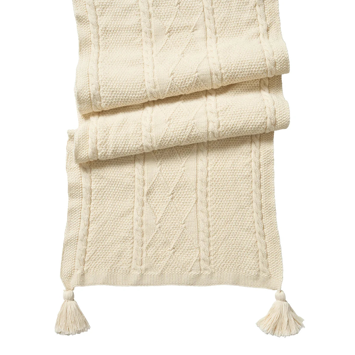 Juliska Berry & Thread Ivory Cable Knit 18" x 108 Table Runner