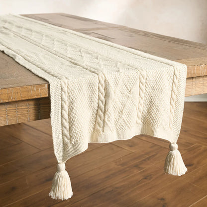 Juliska Berry & Thread Ivory Cable Knit 18" x 108 Table Runner