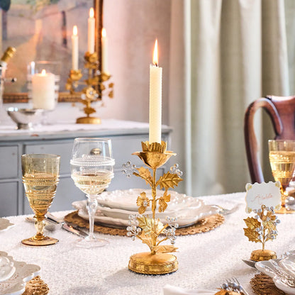 Juliska Forest Walk Holly 9" Gold & Silver Candlestick