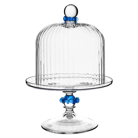 Juliska Nell Chambray Petite Ruffle Cake Dome & Stand Set