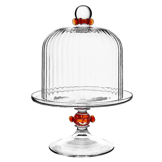 Juliska Nell Ruby Petite Ruffle Cake Dome & Stand Set