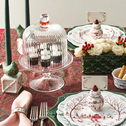 Juliska Nell Ruby Petite Ruffle Cake Dome & Stand Set