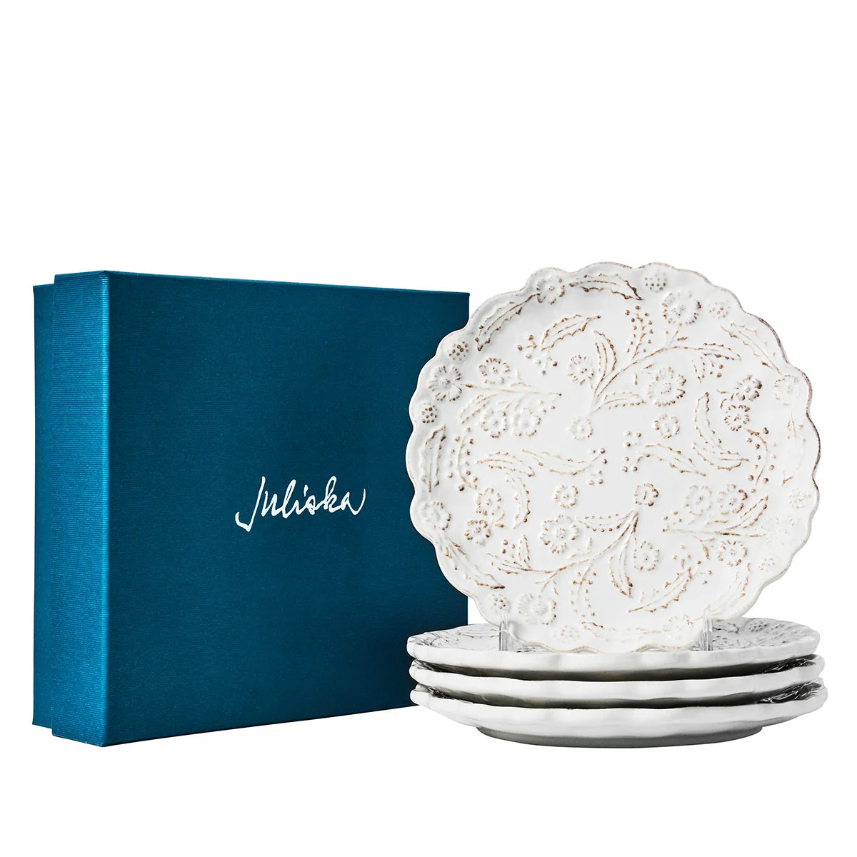 Juliska Berry & Thread Thistle Whitewash Cocktail Plates (Set of 4)