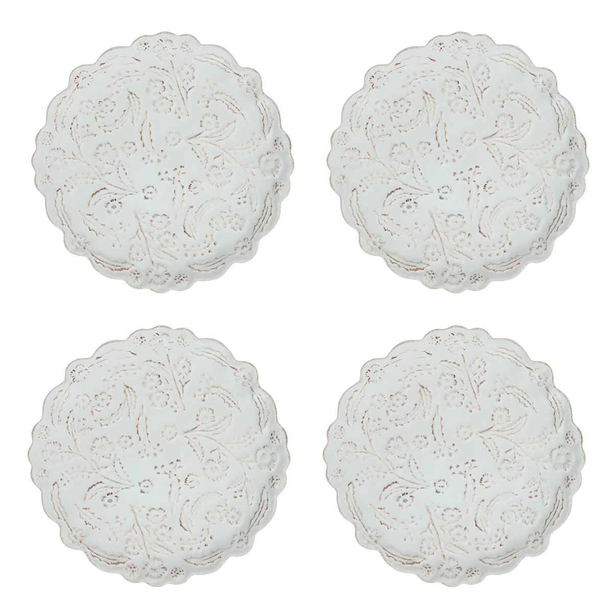 Juliska Berry & Thread Thistle Whitewash Cocktail Plates (Set of 4)