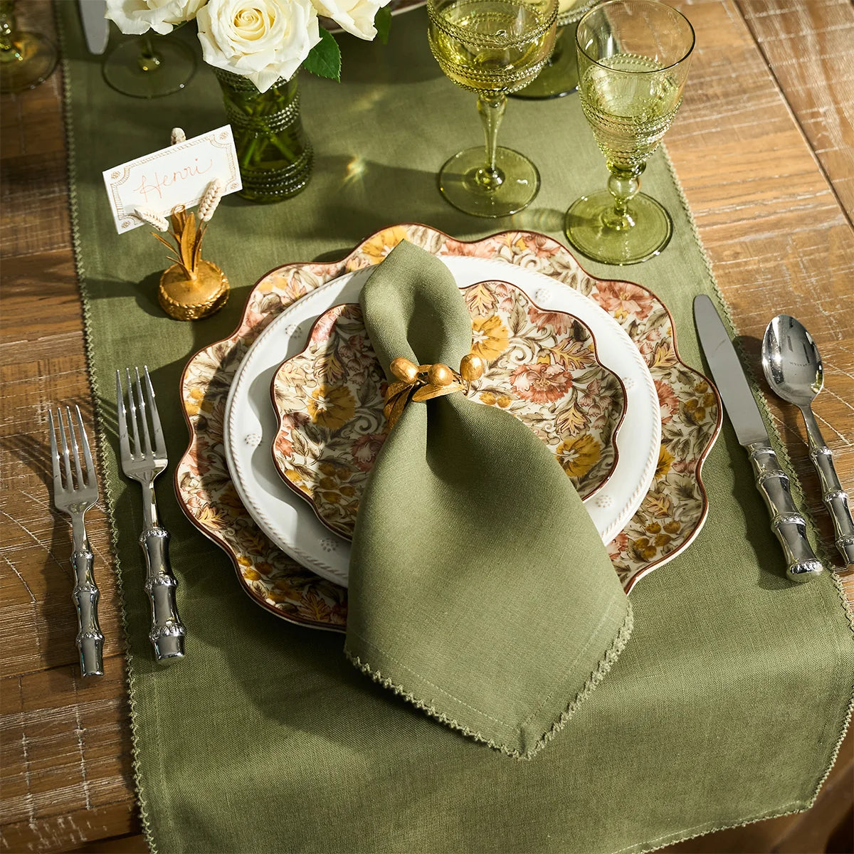 Juliska Berry Scallop Sage 18" x 90" Table Runner