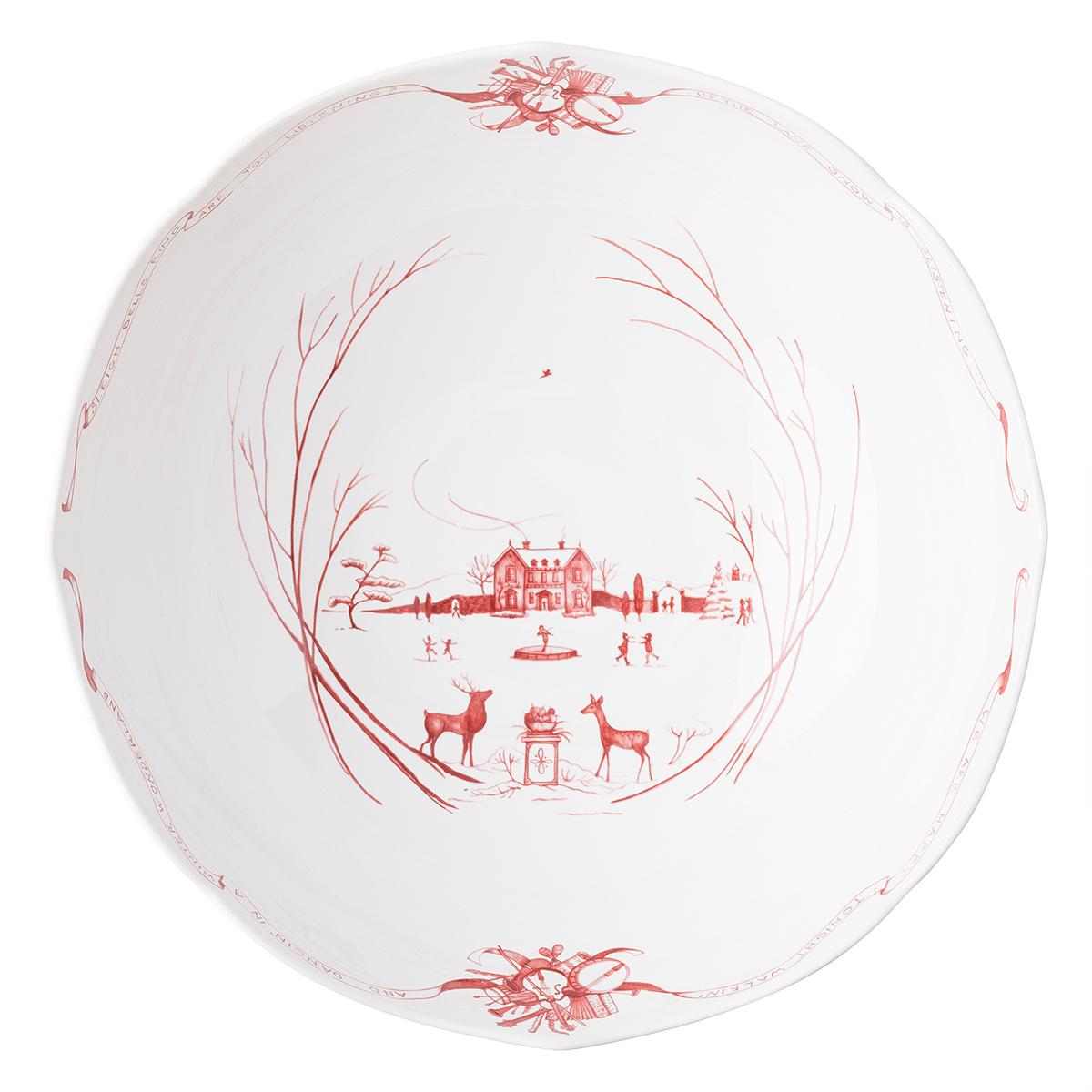 Juliska Country Estate Winter Frolic Ruby 13" Centerpiece Footed Bowl