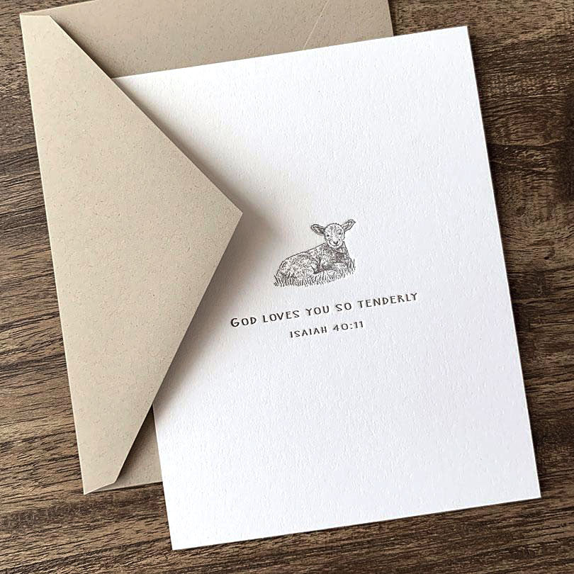 Letterpress Flat Note Card, Lamb - Twelve Stone Art