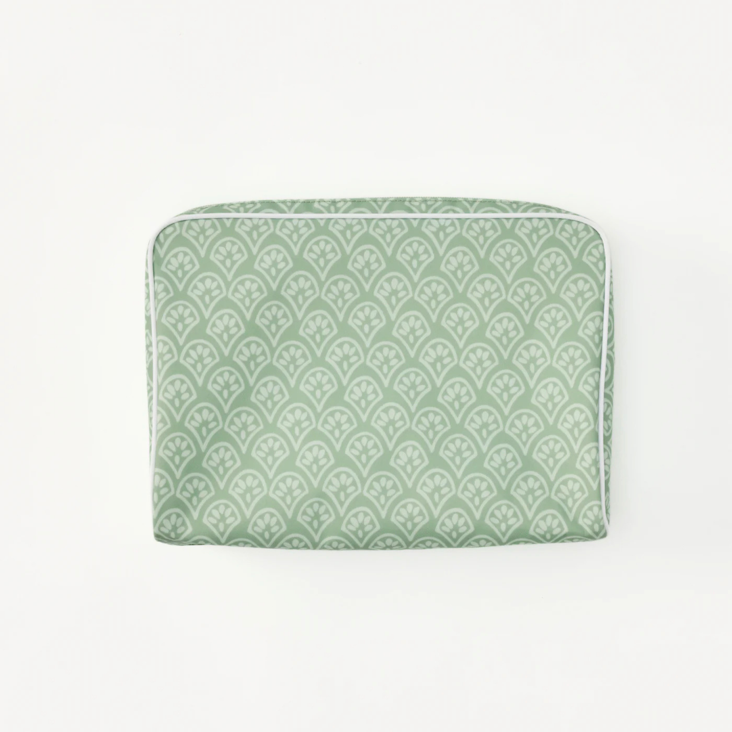 Patterned Toiletry Bag in Green Block Print