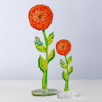 Red Zinnia Large Acrylic Flower