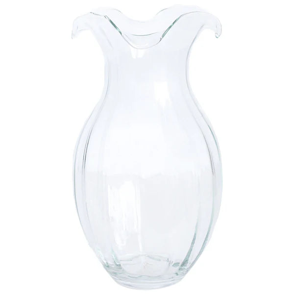 Vietri Vertical Large Clear Fluted Hibiscus Vase