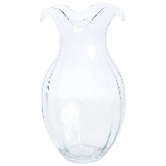 Vietri Vertical Large Clear Fluted Hibiscus Vase