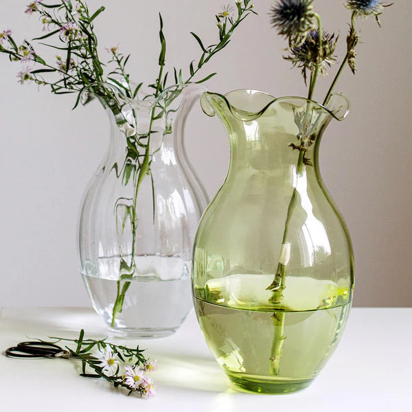 Vietri Vertical Large Clear Fluted Hibiscus Vase