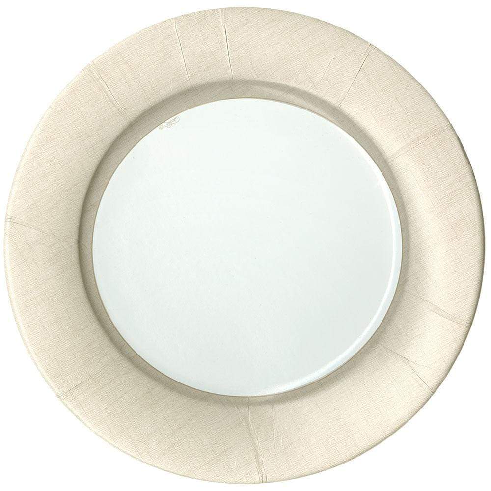 Linen Natural Border Paper Plates