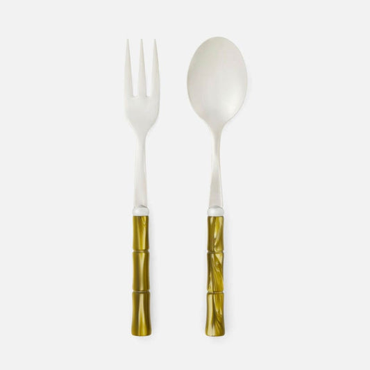 Olive Green Lulu 2 Piece Bamboo Serving Set