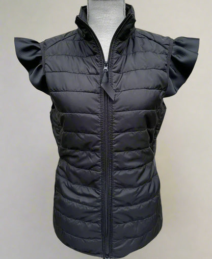 Black Maggie May Ruffled Shoulder Vest
