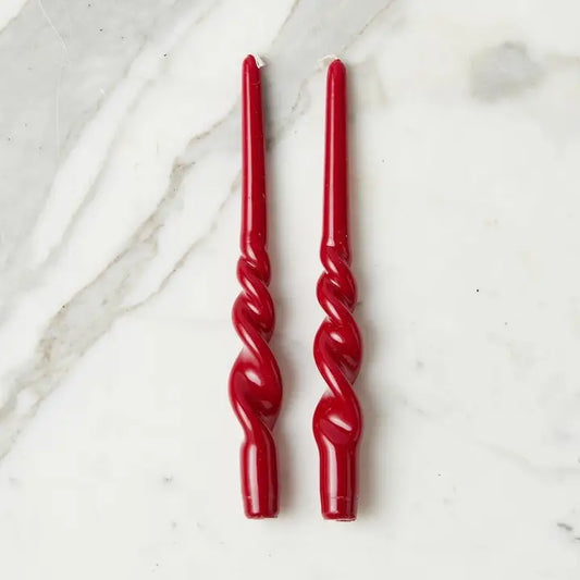 Pair of Lacquered Tall Twisted Taper Candles