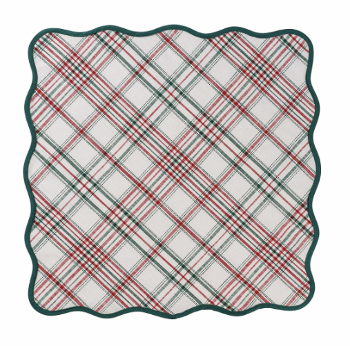 Juliska Merry Tartan Red & Green 52" Square Tablecloth
