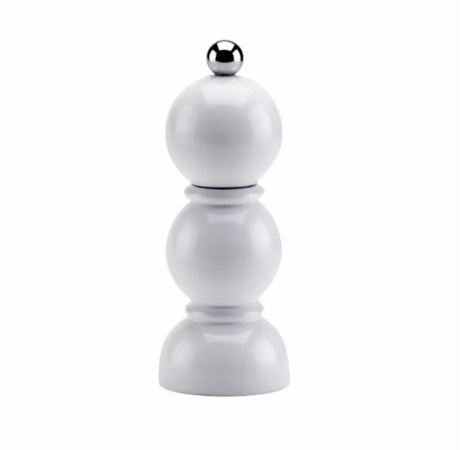 MINI (14cm) White Bobbin Salt or Pepper Mill