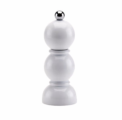 MINI (14cm) White Bobbin Salt or Pepper Mill