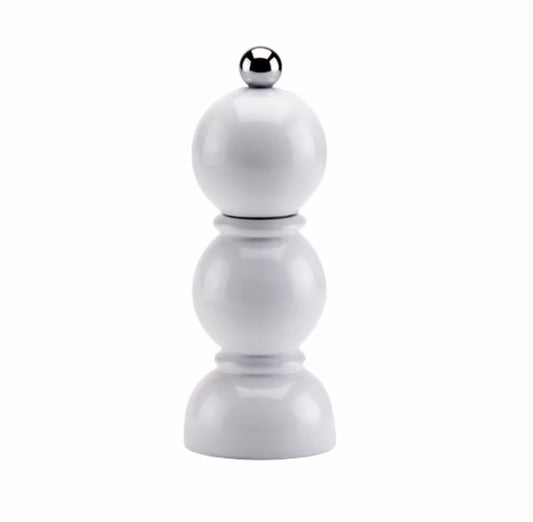 MINI (14cm) White Bobbin Salt or Pepper Mill