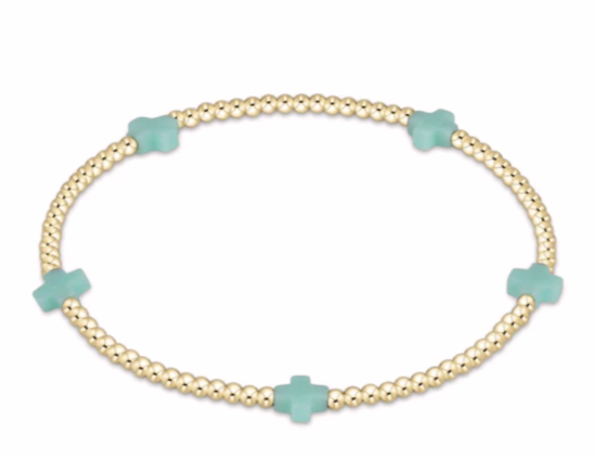 enewton Signature Color Cross SMALL Gold Pattern 2mm Bead Bracelet