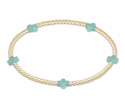 enewton Signature Color Cross SMALL Gold Pattern 2mm Bead Bracelet