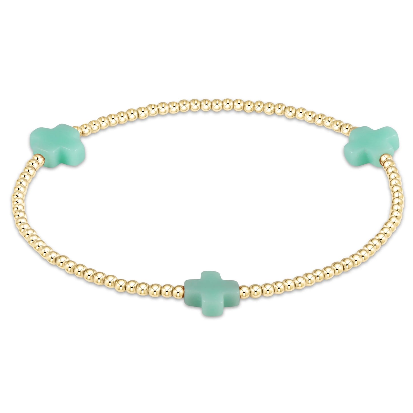 enewton Signature Color Large Cross Gold Pattern 2mm Bead Bracelet
