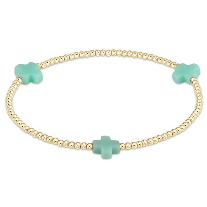 enewton Signature Color Large Cross Gold Pattern 2mm Bead Bracelet