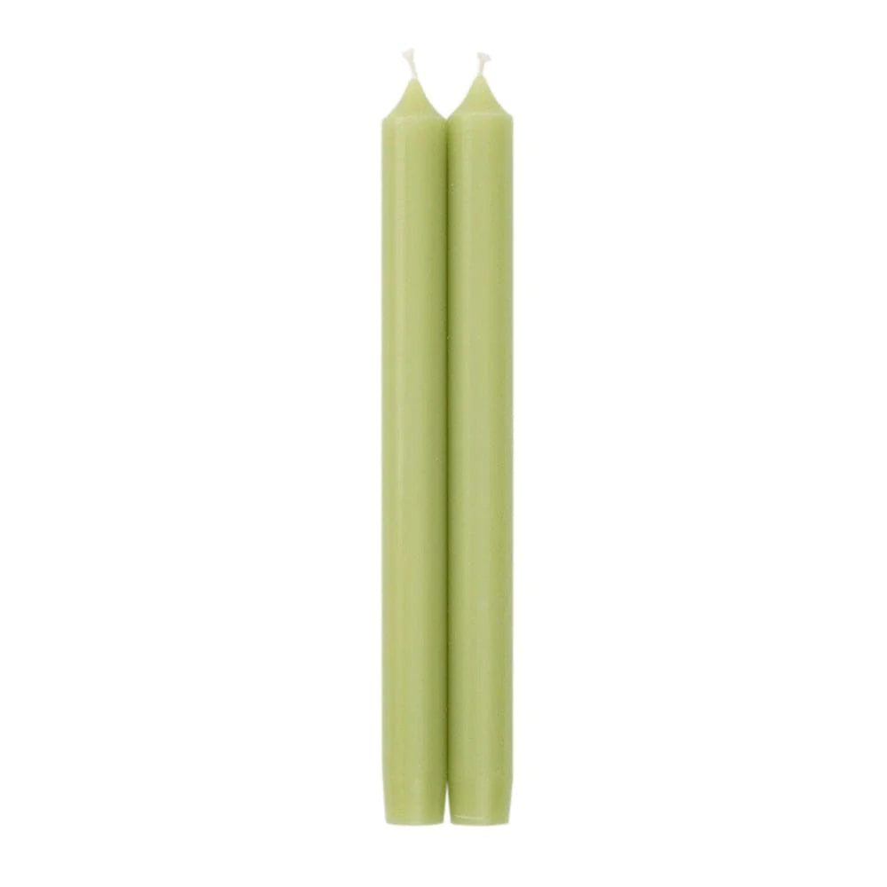 Pair of Straight Taper 10" Candles in Moss Green