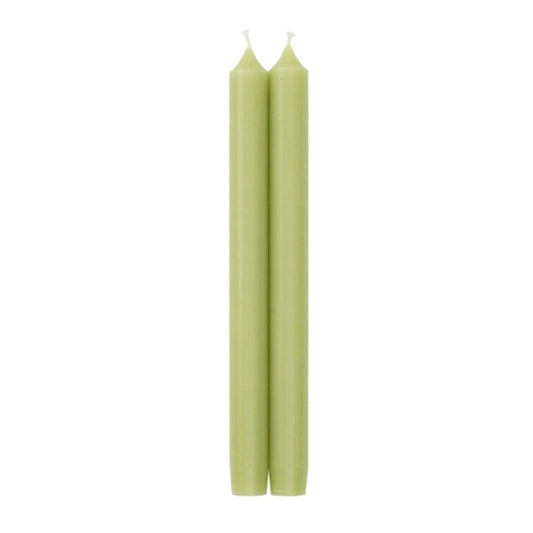 Pair of Straight Taper 10" Candles in Moss Green