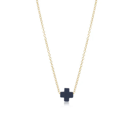 enewton 16" Necklace Gold Signature Cross in Navy