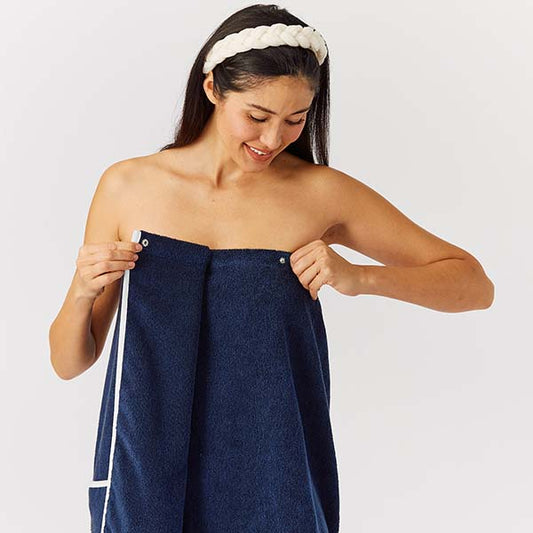 Shower Wrap Towel in Navy
