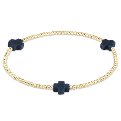 enewton Signature Color Large Cross Gold Pattern 2mm Bead Bracelet