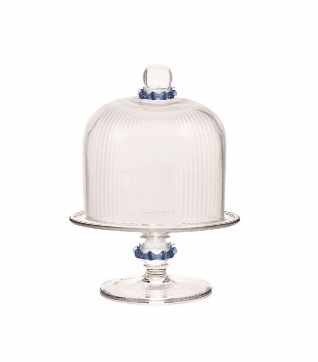 Juliska Nell Chambray Petite Ruffle Cake Dome & Stand Set