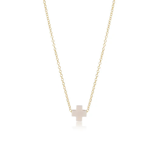 enewton 16" Necklace Gold Signature Cross, Off-White