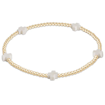 enewton Signature Cross SMALL Gold Pattern 2mm Bead Bracelet
